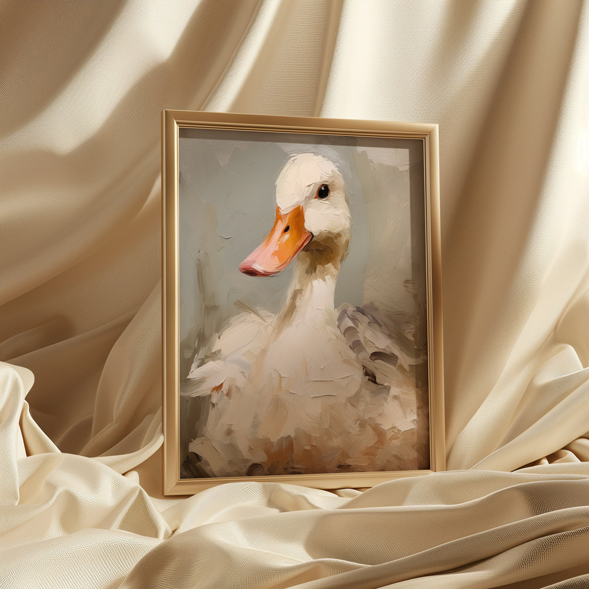 White Duck Portrait Print - Digital Printable Download - Modern Farmhouse Easter Decoration - Kids Room Animal Print - Rustic Animal Apartment Wall Art - Pet Duck Painting
