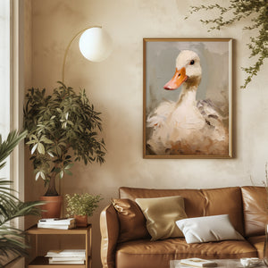 White Duck Portrait Print - Digital Printable Download - Modern Farmhouse Easter Decoration - Kids Room Animal Print - Rustic Animal Apartment Wall Art - Pet Duck Painting