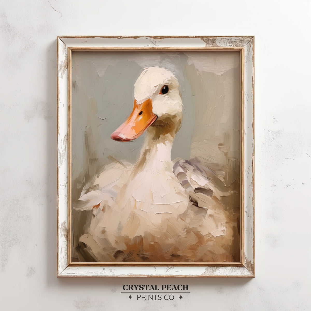 White Duck Portrait Print - Digital Printable Download - Modern Farmhouse Easter Decoration - Kids Room Animal Print - Rustic Animal Apartment Wall Art - Pet Duck Painting