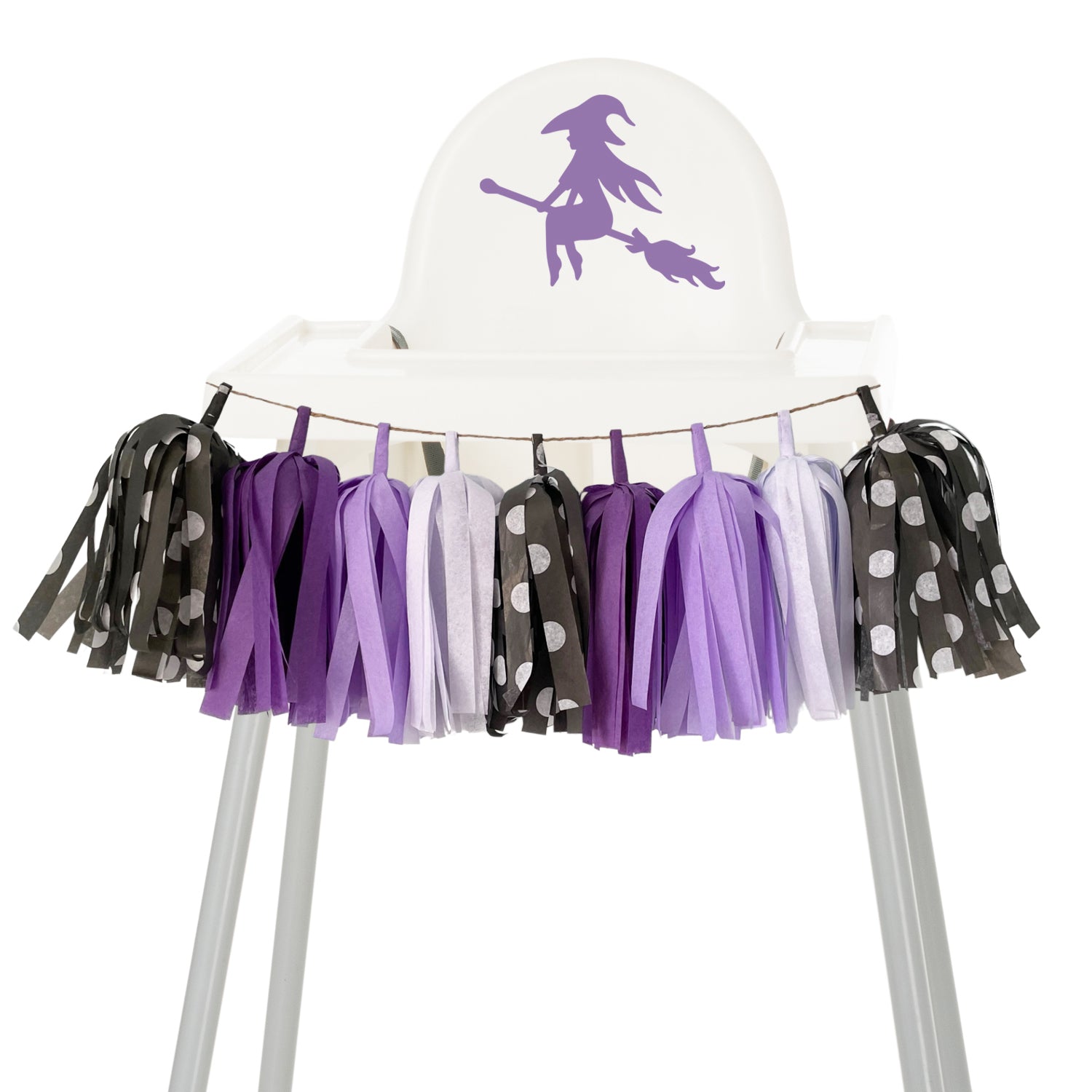 Purple Witch High Chair Garland - Halloween Baby Girl 1st Birthday and Cake Smash Decorations