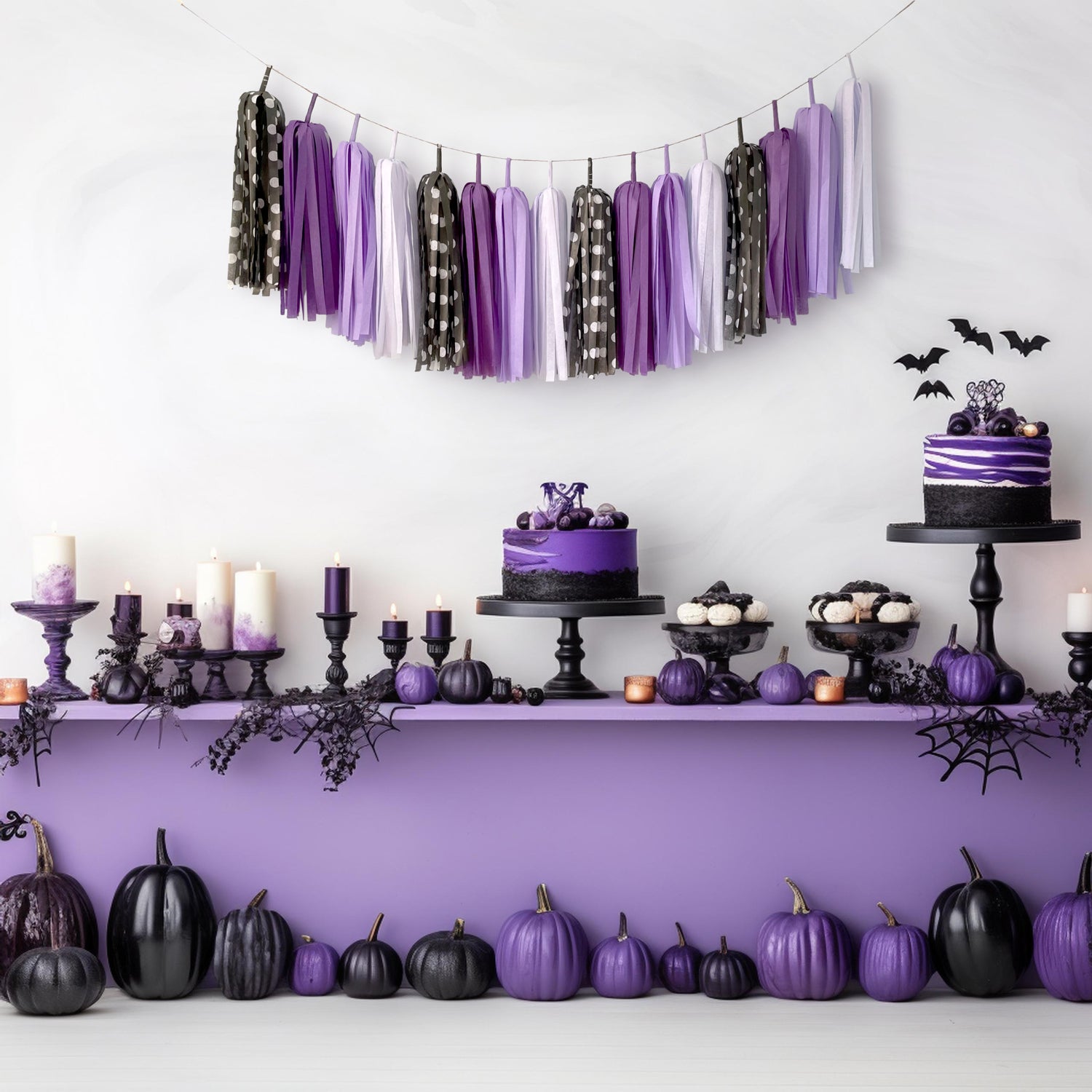 Purple Witch Party Tassel Garland - Halloween Party Backdrop Streamers