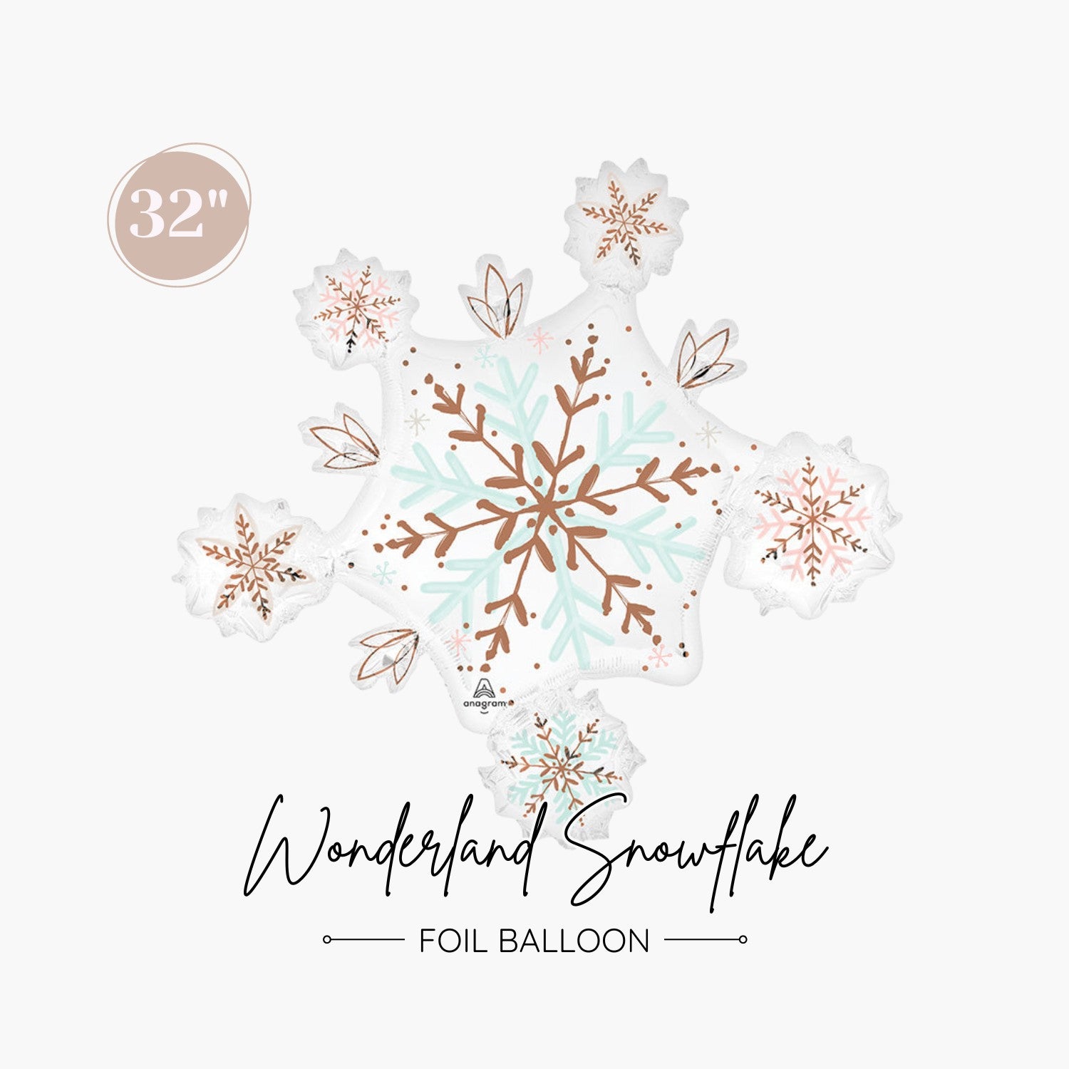 Winter Wonderland Snow Flake Foil Balloon 32" - Cute Christmas Birthday Party Decorations - Ottawa Balloons