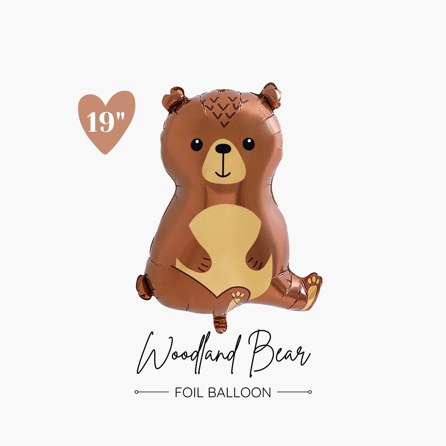 Woodland Bear Foil Balloon 19" - Woodland Animal Grizzly Bear Balloon - Kids Birthday Decoration