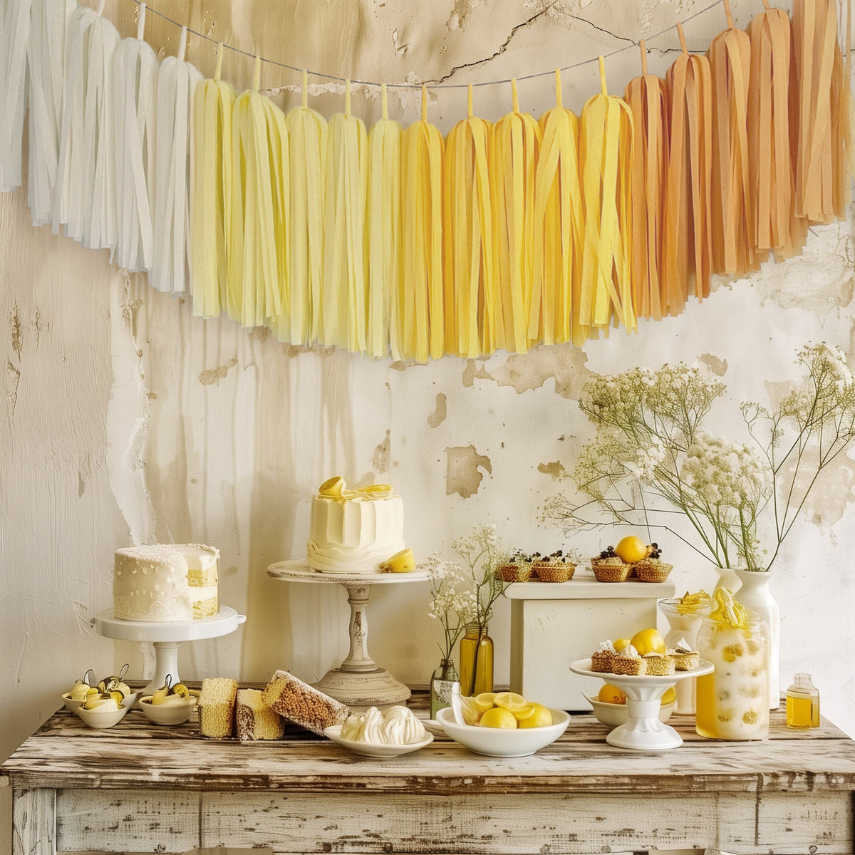 Ombre Yellow Tassel Garland - Boho Sunshine Birthday Backdrop - 1st Trip Around the Sun First Birthday - Summer Lemon Party