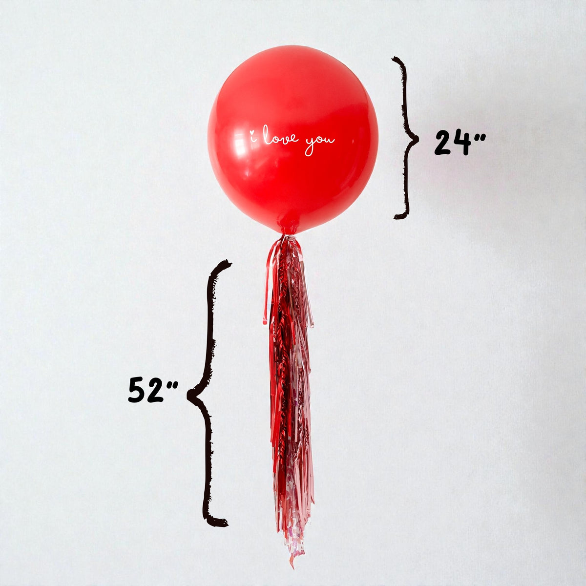 Jumbo Red Balloon with Tassel and Decal for Valentine's Day and Engagement