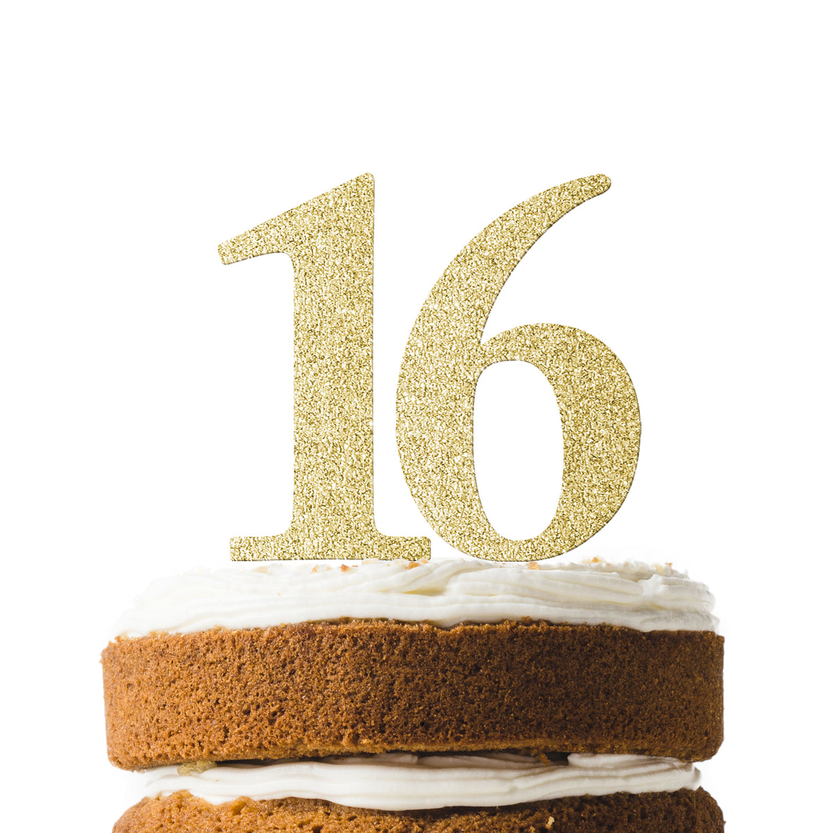 Gold Glitter Number 16 Cake Topper