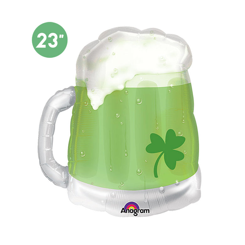 See-Thru Green Beer Mug Foil Balloon 23-inch