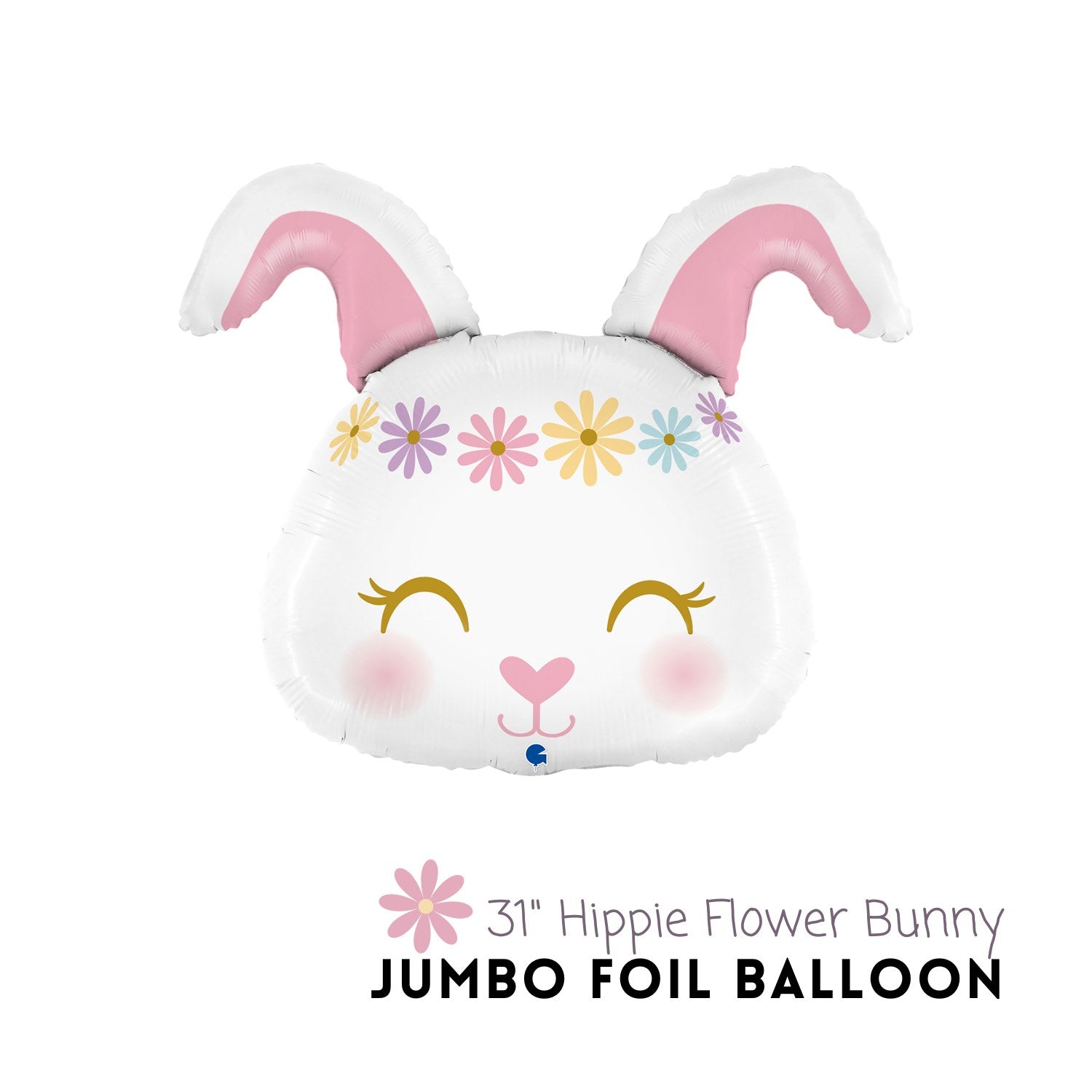 Jumbo Hippie Flower Bunny Foil Balloon 31"