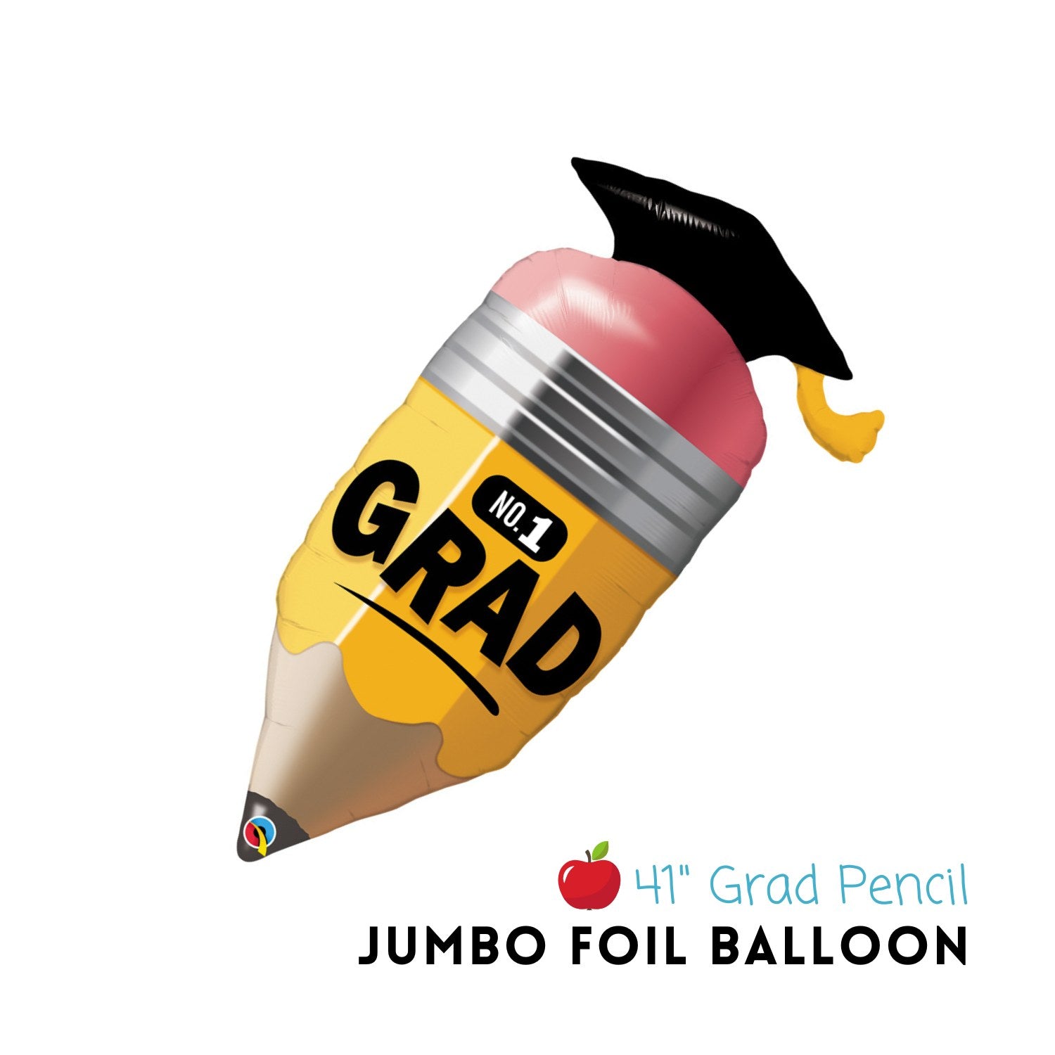Jumbo Grad Pencil Foil Balloon 41" - Cute Graduation Party Decorations - Kindergarten High School Collage Graduation Convocation Party Supplies 