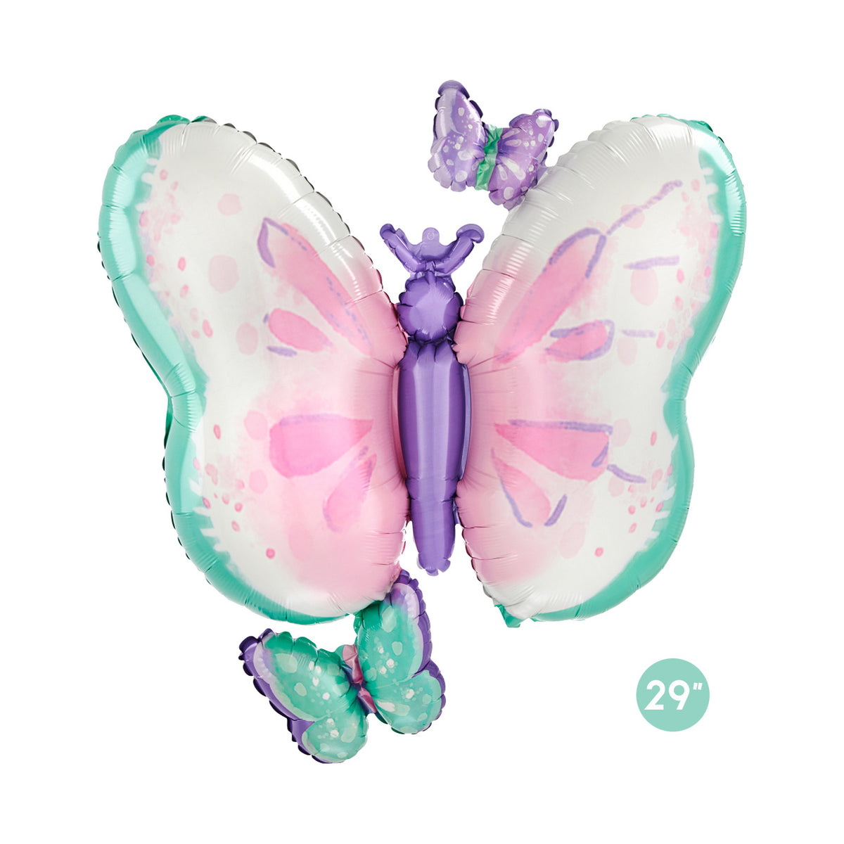 Flutters Butterfly Foil Balloon 29-inch - Spring Garden Butterfly Party Balloon Decorations, Girls Birthday Party Supplies, Easter Party Decor