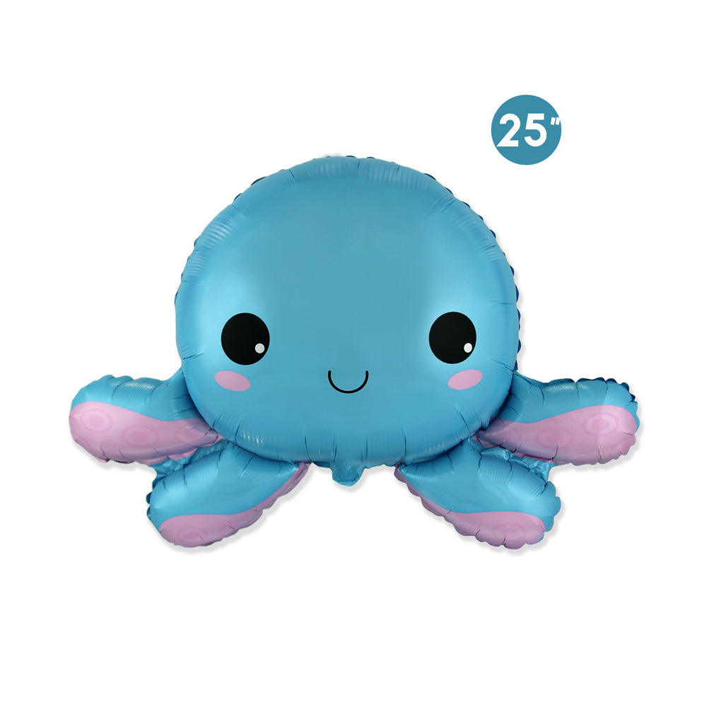 Happy Octopus Foil Balloon 25-inch - Sea Animal, Ocean, Under the Sea Birthday Party Decorations