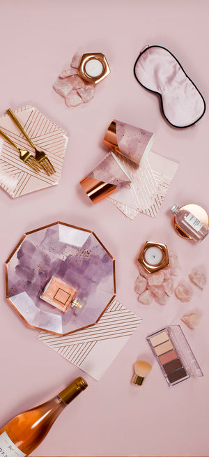 Amethyst - Pale Pink Striped Cocktail Paper Napkins