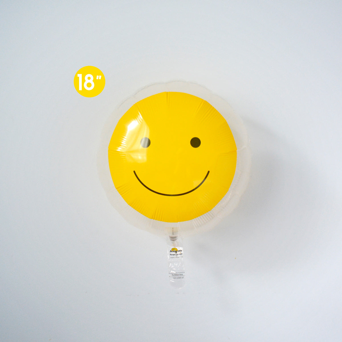 Yellow Smiley Face Clear Round Foil Balloon 18" - Funky Groovy Birthday Party Decor
