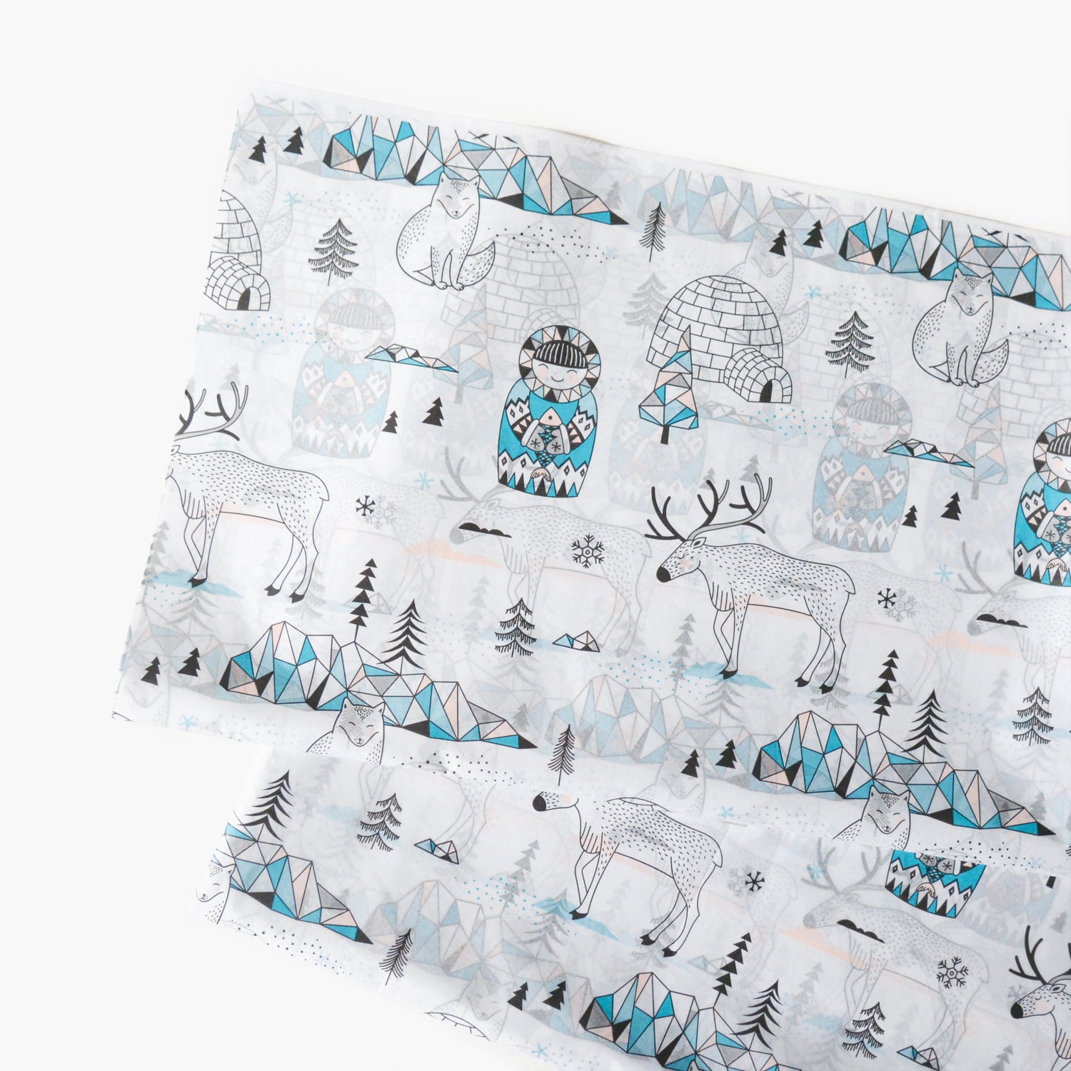 Set of 5 Arctic Animals Wrapping Paper, Gender Neutral Baby Gift