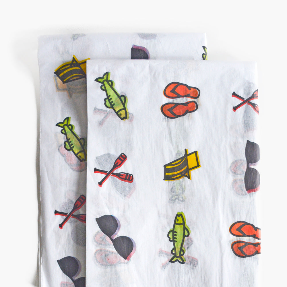 Beach Gears Tissue Paper - Beach Pattern Gift Wrapping Paper For Outdoor Activity Lovers - Handcraft Supplies