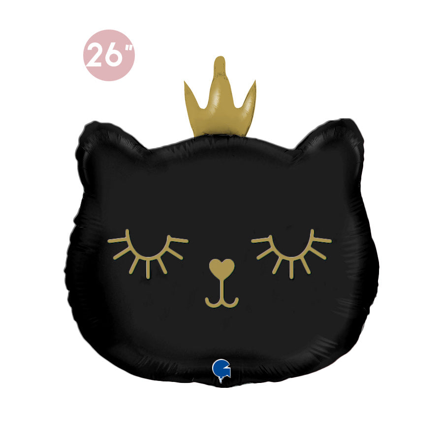 Black Cat Princess Foil Balloon 26-inch, Kitty Cat Girl Birthday Party Supplies, Kitty Cat Theme Party Decorations, Girl Cat Theme Party