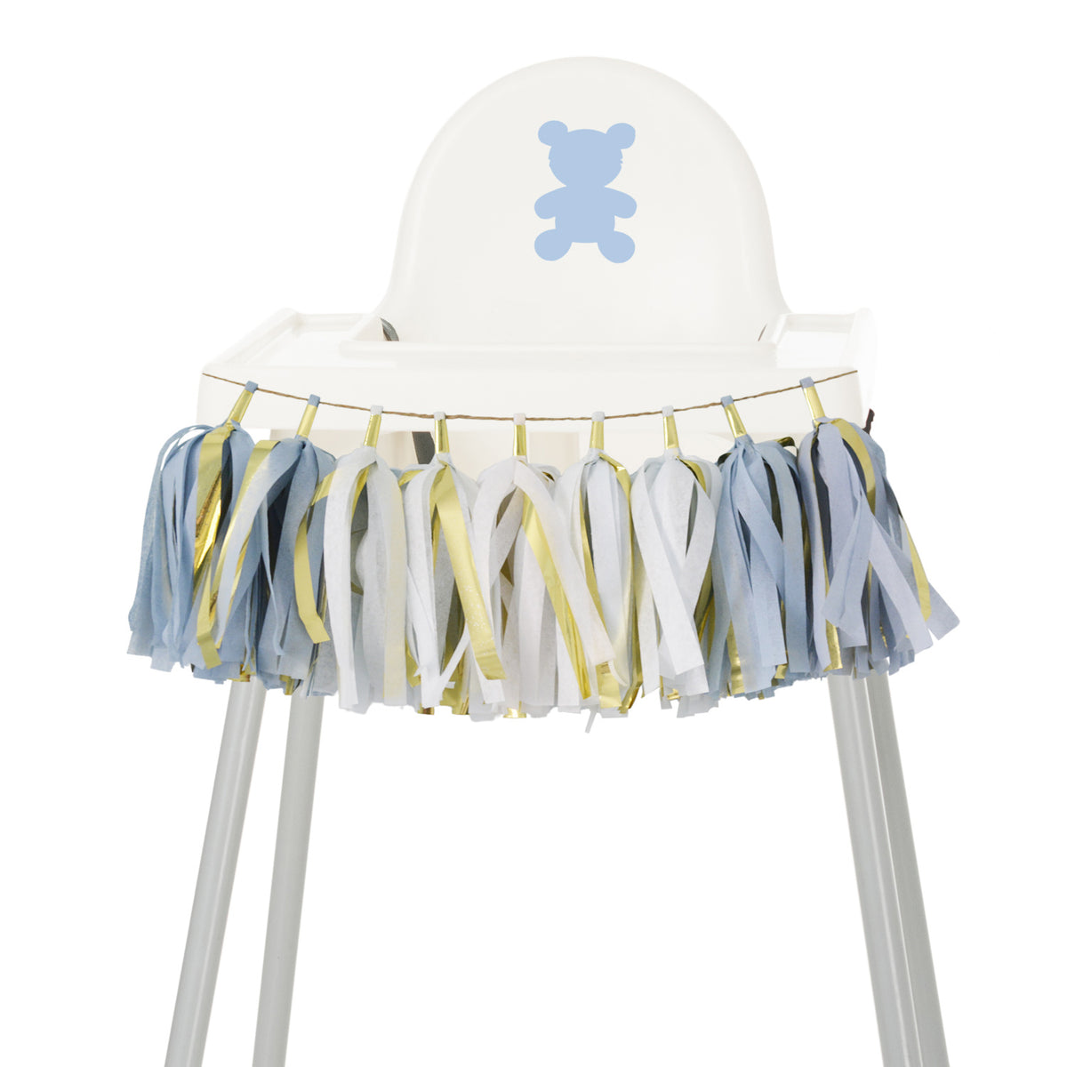 Baby Blue and Gold High Chair Garland - Baby Boy First Birthday High Chair Banner, Blue and Gold 1st Birthday Decor, Cake Smash Photo Props - GenWoo Tassel Garland Party Decorations