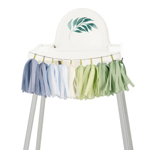 Blue Green Boho Rainbow High Chair Garland - Baby Eucalyptus Boho First Birthday & Cake Smash Decorations