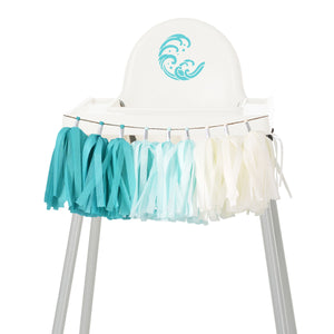 Blue Ombre High Chair Garland - Ocean Beach First Birthday High Chair Banner - Boy Cake Smash - by GenWooShop