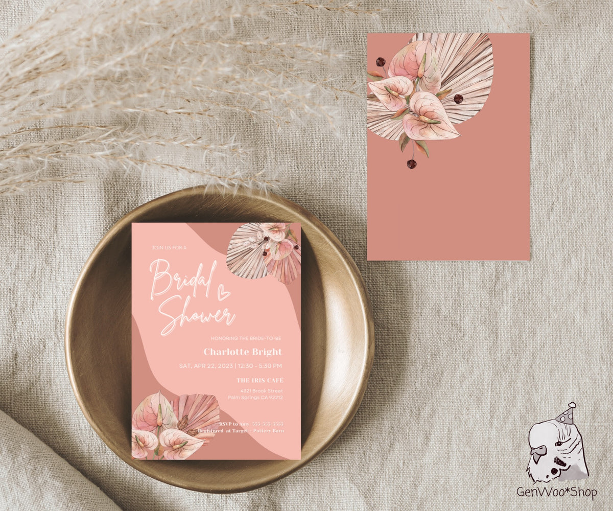 Editable Digital Bohemian Bridal Shower Invitation