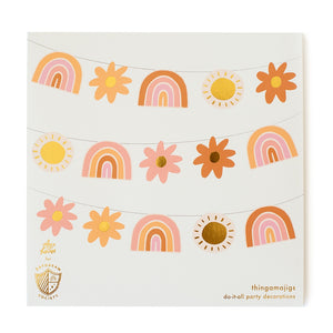 Boho Rainbow, Daisy and Sun Paper Party Banner