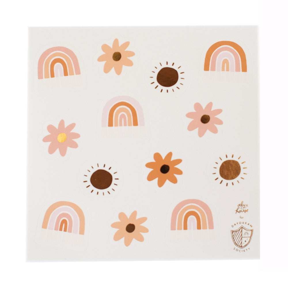 Boho Rainbow Sticker Set - Retro Groovy Party Favors