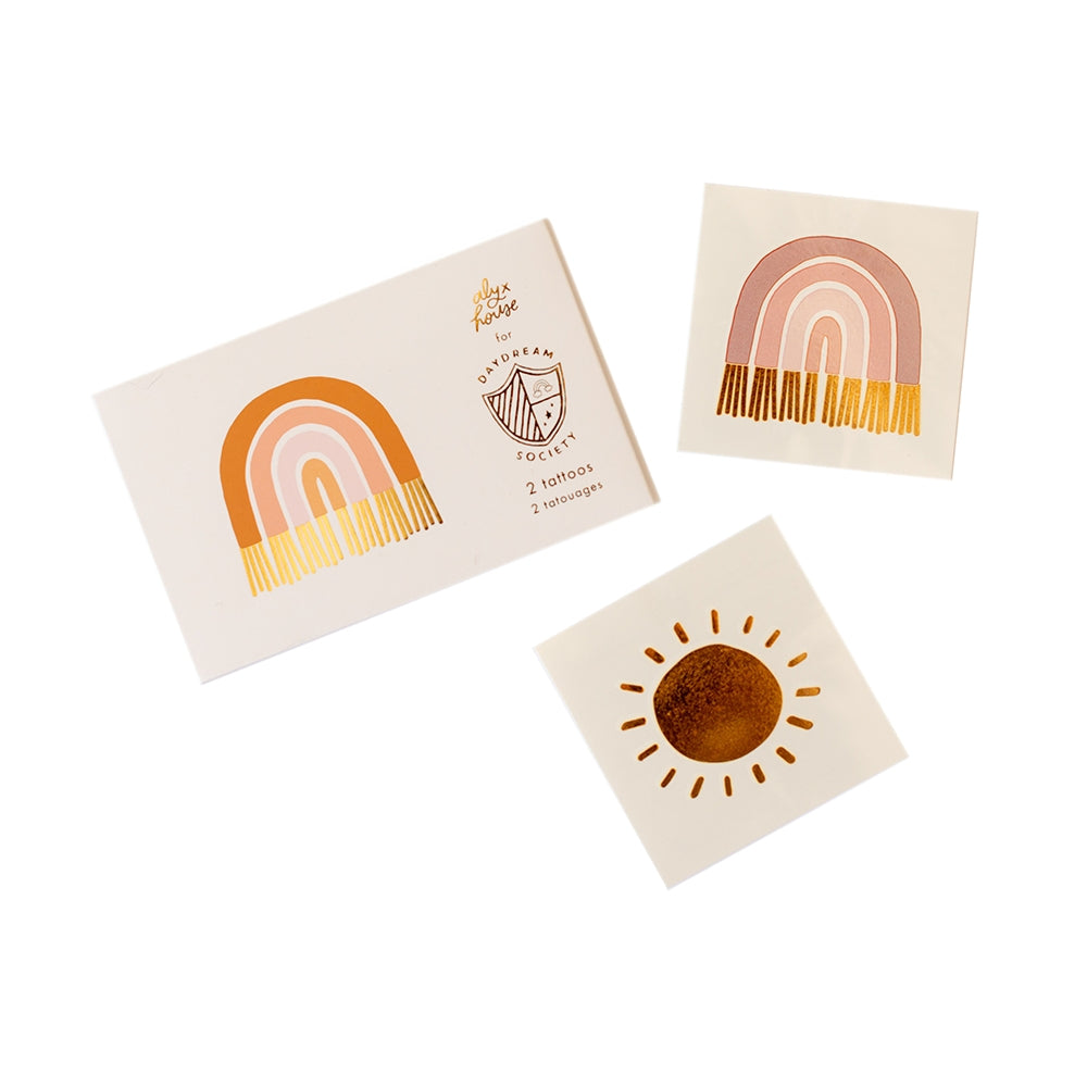 Boho Rainbow Temporary Tattoos - Retro Groovy Party Favors
