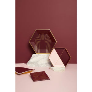 Bordeaux - Maroon Pink Color Block Paper Napkins Large