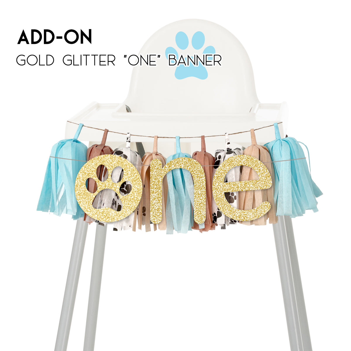 Baby Boy Blue Puppy High Chair Garland - Dog Paw Theme First Birthday & Cake Smash Decorations,1st Birthday High Chair Banner