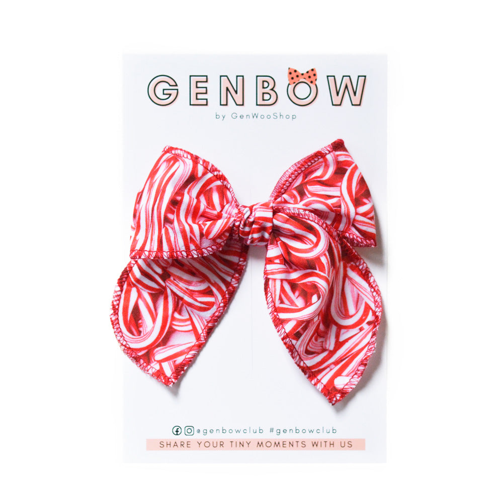 Candy Cane Christmas Handmade Hair Bows - CupcakesClipShop