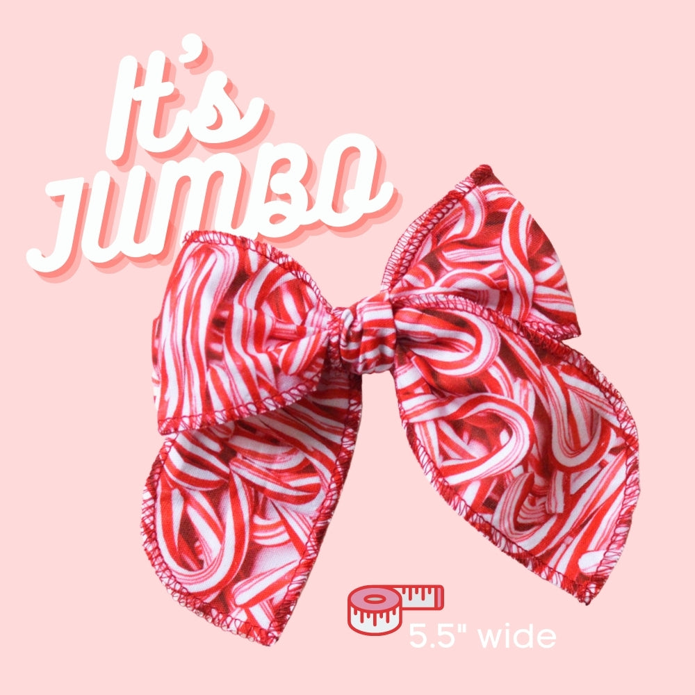 Candy Cane Fable Bow Hair Clip - Christmas Pattern Hair Bow Clip Gift for Girls GenWoo Shop GenBow