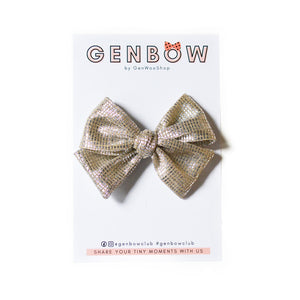 Satin Hair Bow for Girls in Champagne