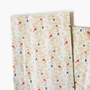 Cardinals and Golden Trees Tissue Paper - Winter Holiday Gift Wrapping & DIY Projects Supplies