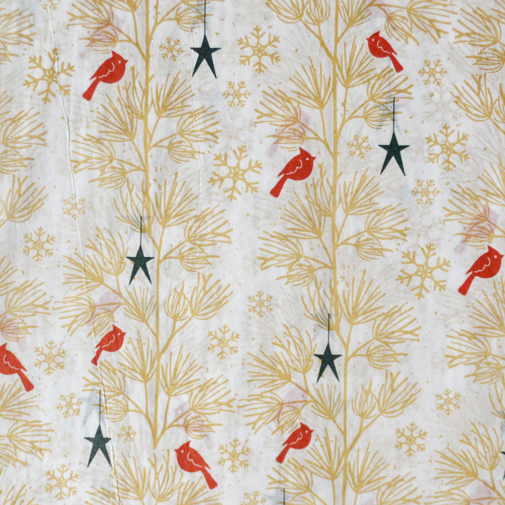 Cardinals and Golden Trees Tissue Paper - Winter Holiday Gift Wrapping & DIY Projects Supplies