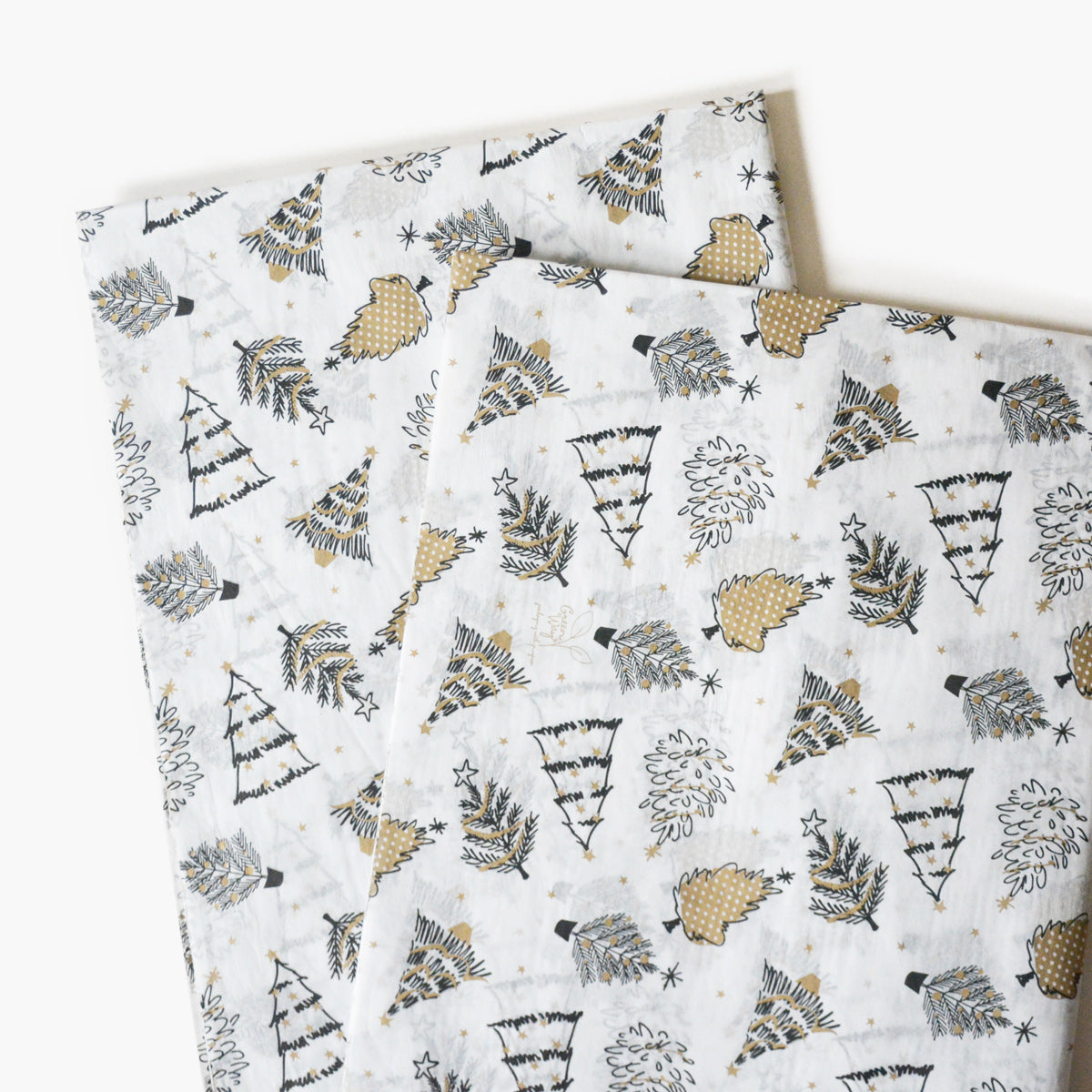 Christmas Tree Illustrations Patterned Tissue Paper - Modern Winter Holiday Gift Wrapping & DIY Projects Supplies