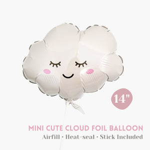 Air-fill Cute Cloud Foil Balloon 14" [Heat-sealing] - Sunshine Kids Party Party Favor Photo Prop Table Centerpiece Balloon Wand