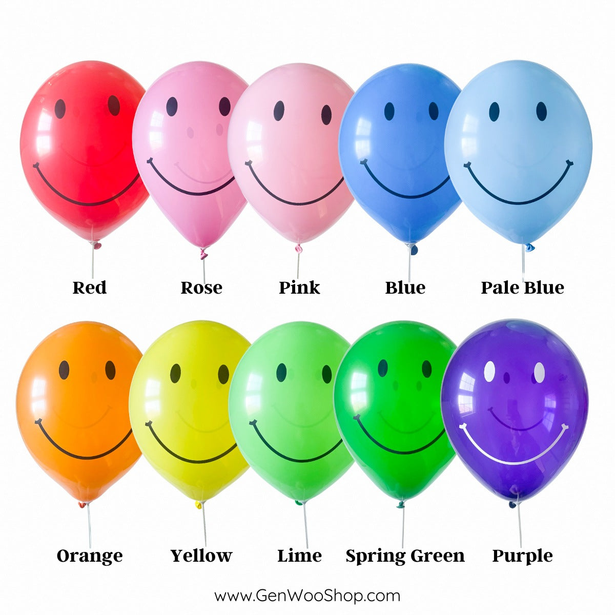 Colorful Latex Smiley Face Balloons 11" - Groovy Rainbow Birthday Party Balloon Decorations