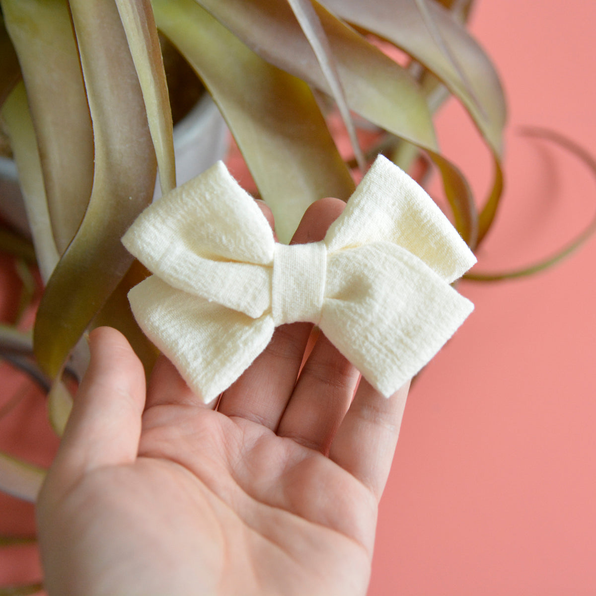 Girls Hair Bow, Cream Bow, Kids Hair Accessories