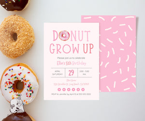 Editable Donut Grow Up Birthday Party Invitation