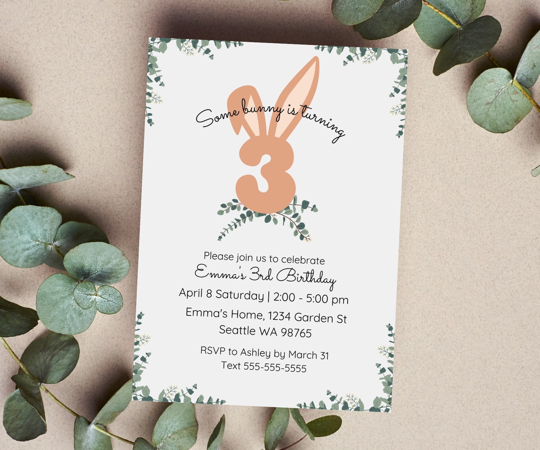 Bunny Rabbit Party Invitations Bunny Birthday Invitations