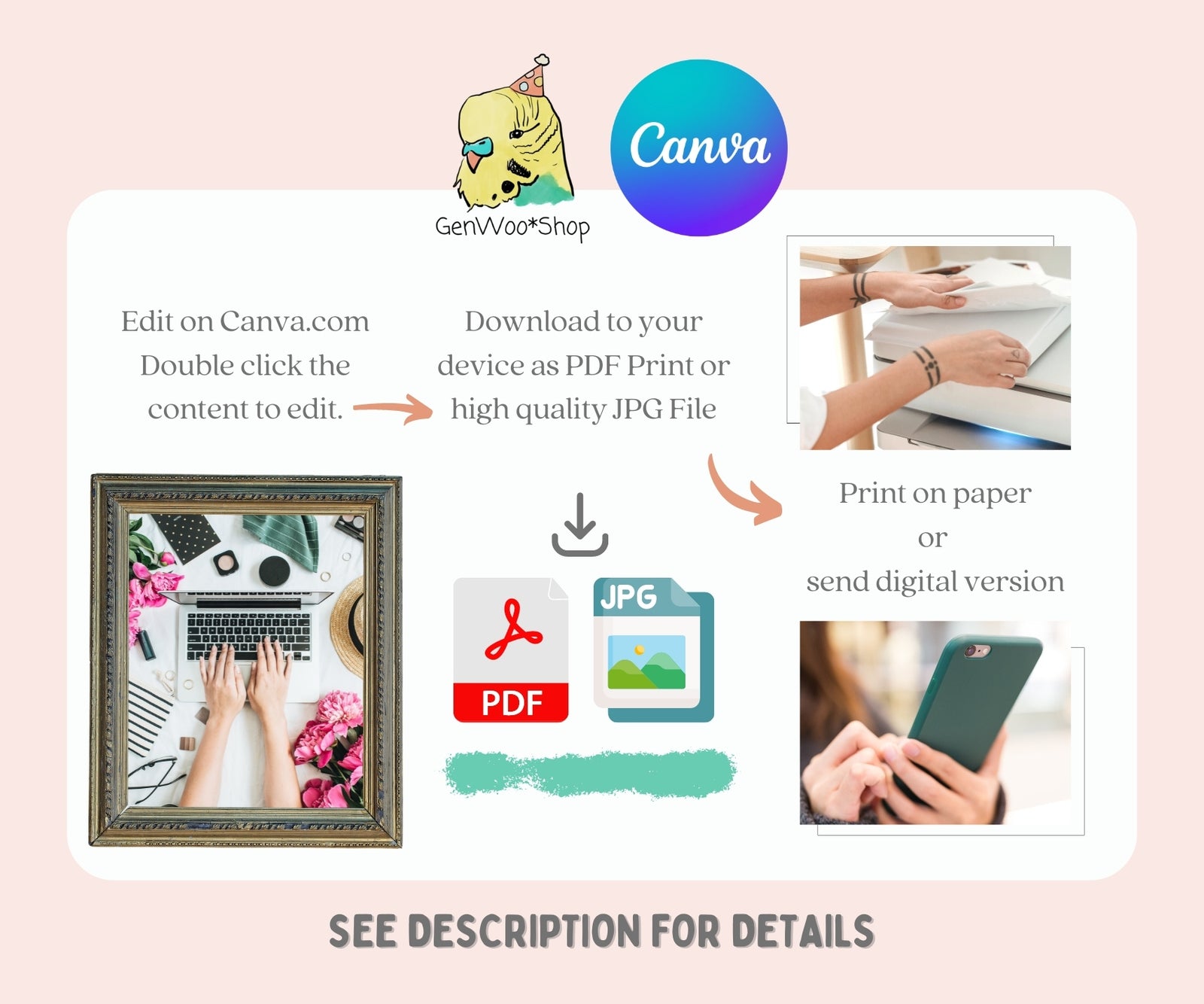 Editable Digital Groovy One 1st Birthday Party Invitation Canva Template