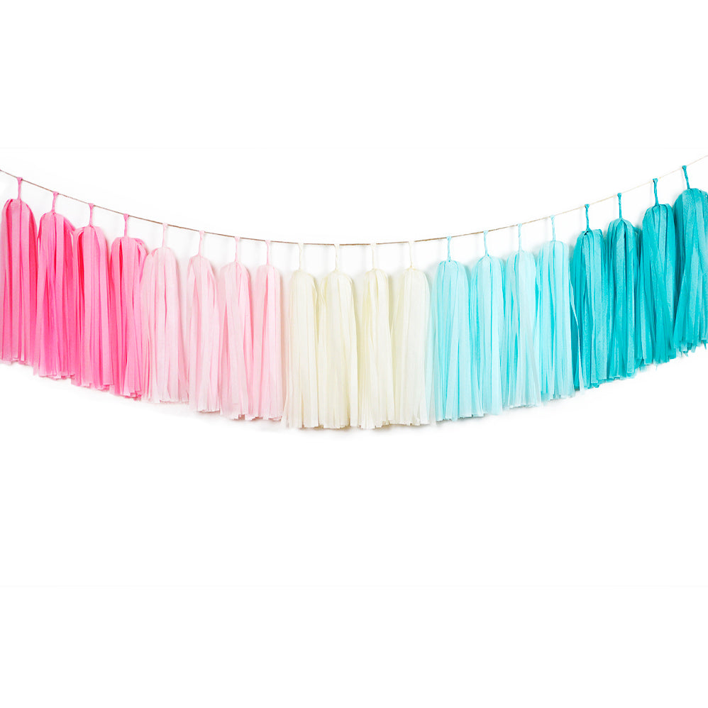 Tissue Tassel Garland Pink Blue & Silver by Cakewalk — Party, Girl!