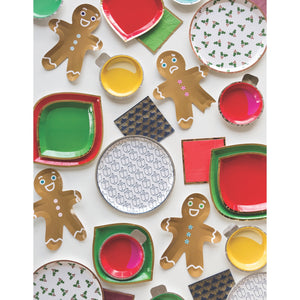 Gingerbread Man Dessert Plates - Gingerbread Man Party Dessert Plates for Christmas Party GenWoo Shop Colorful Cute Kids Christmas Party Tableware