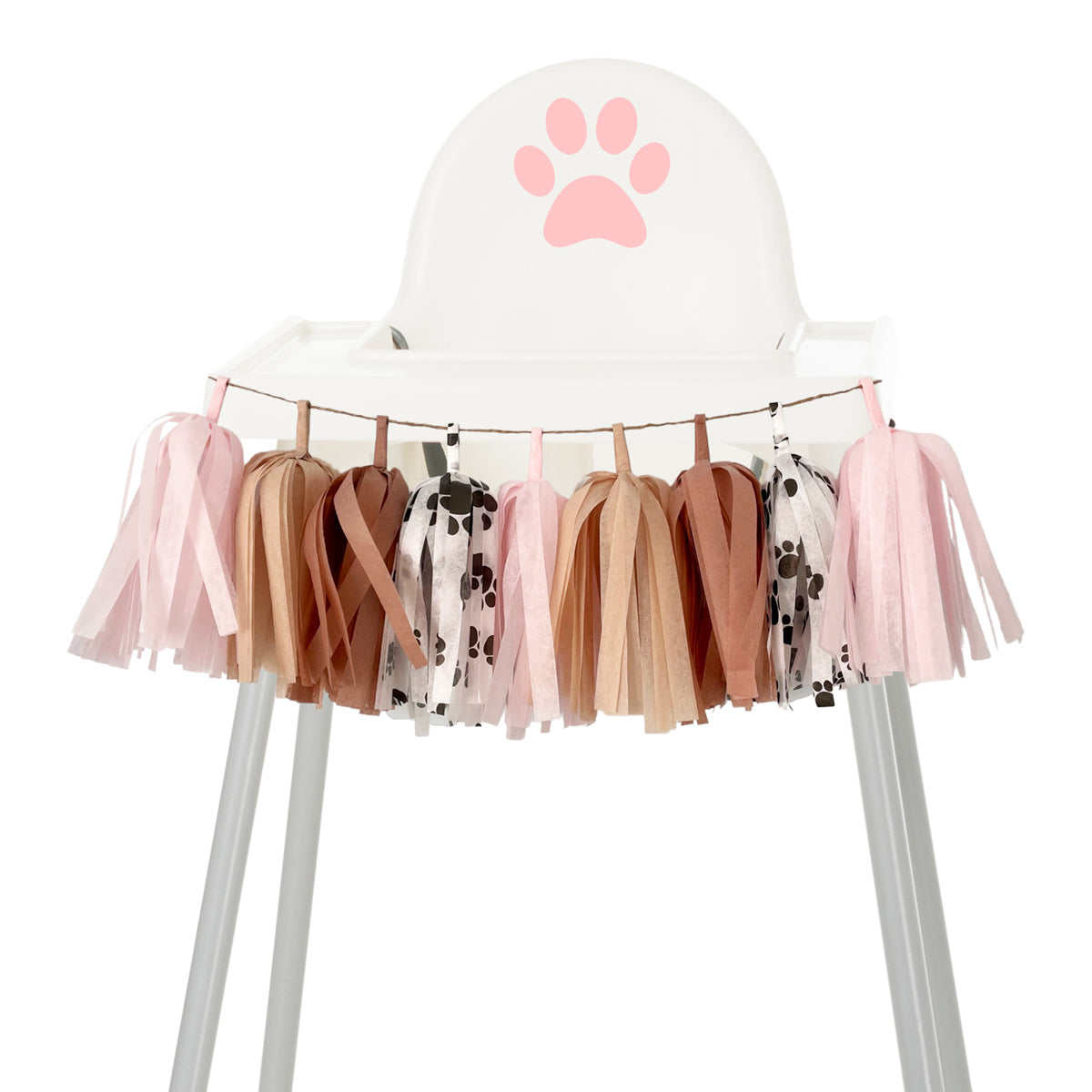 Baby Girl Pink Puppy High Chair Garland - Dog Paw Theme First Birthday & Cake Smash Decorations,1st Birthday High Chair Banner
