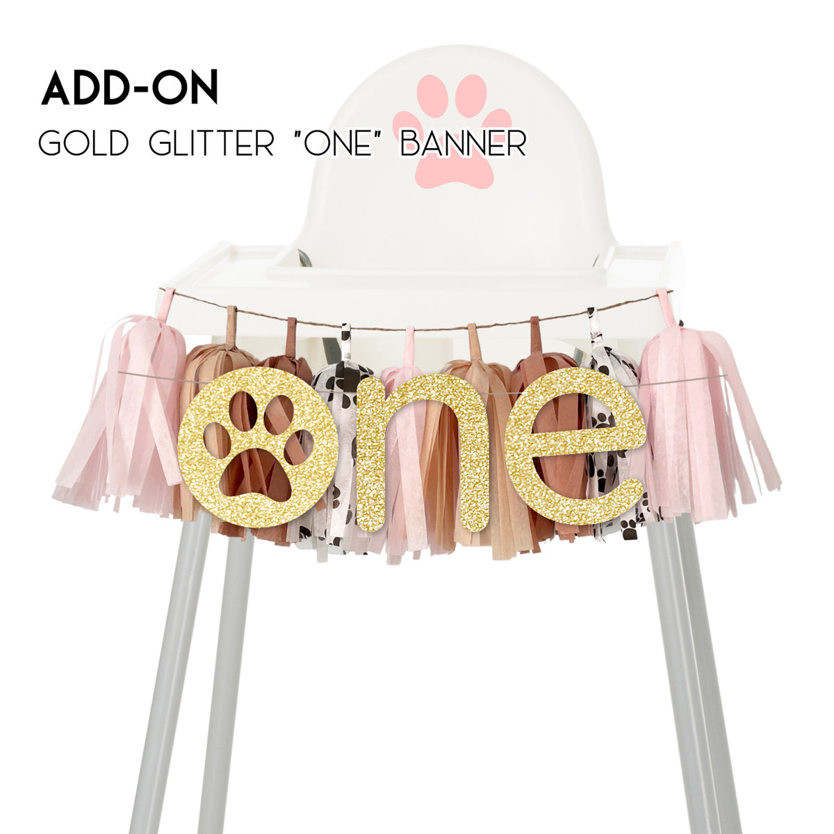 Baby Girl Pink Puppy High Chair Garland - Dog Paw Theme First Birthday & Cake Smash Decorations,1st Birthday High Chair Banner