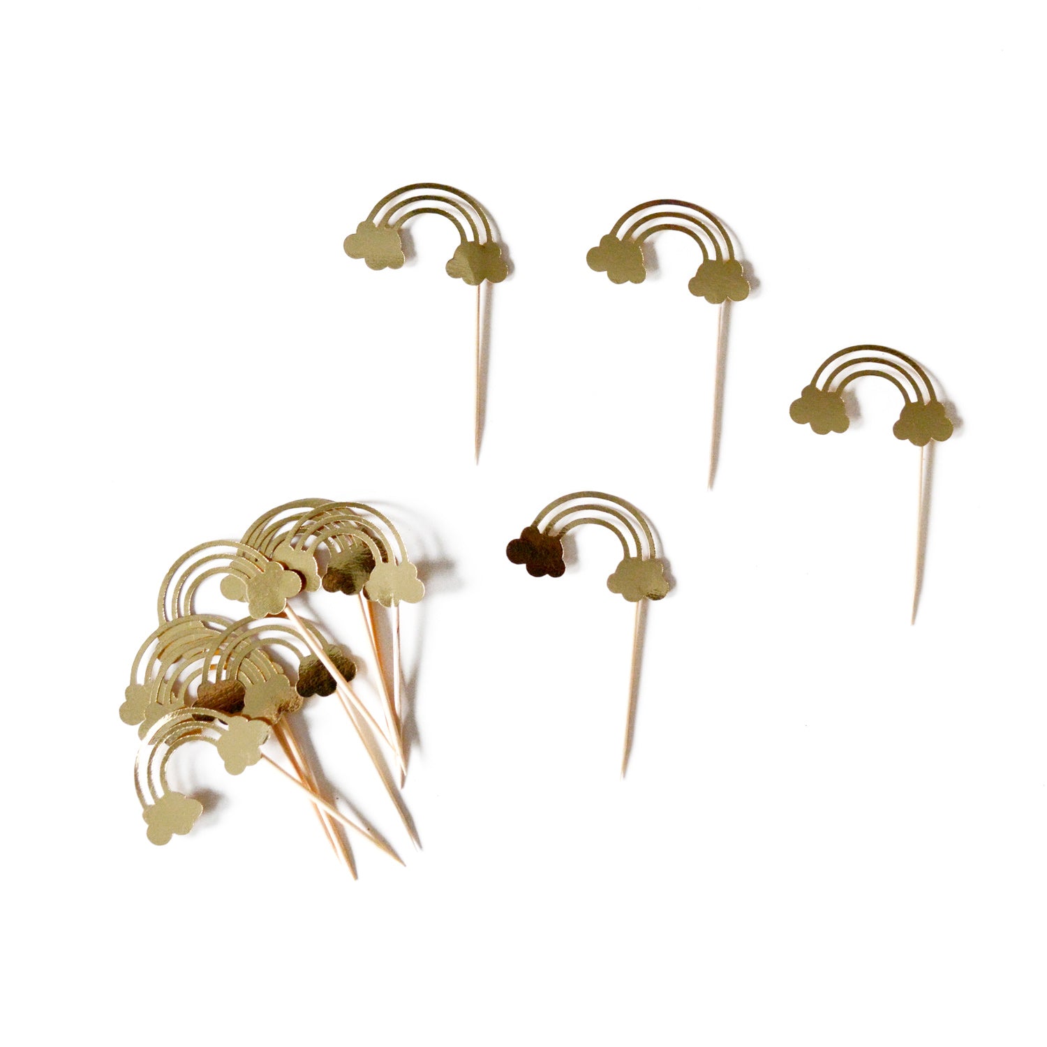 Gold Foil Rainbow Cupcake Toppers - Rainbow Birthday Party Supplies, St Patrick's Day Decorations