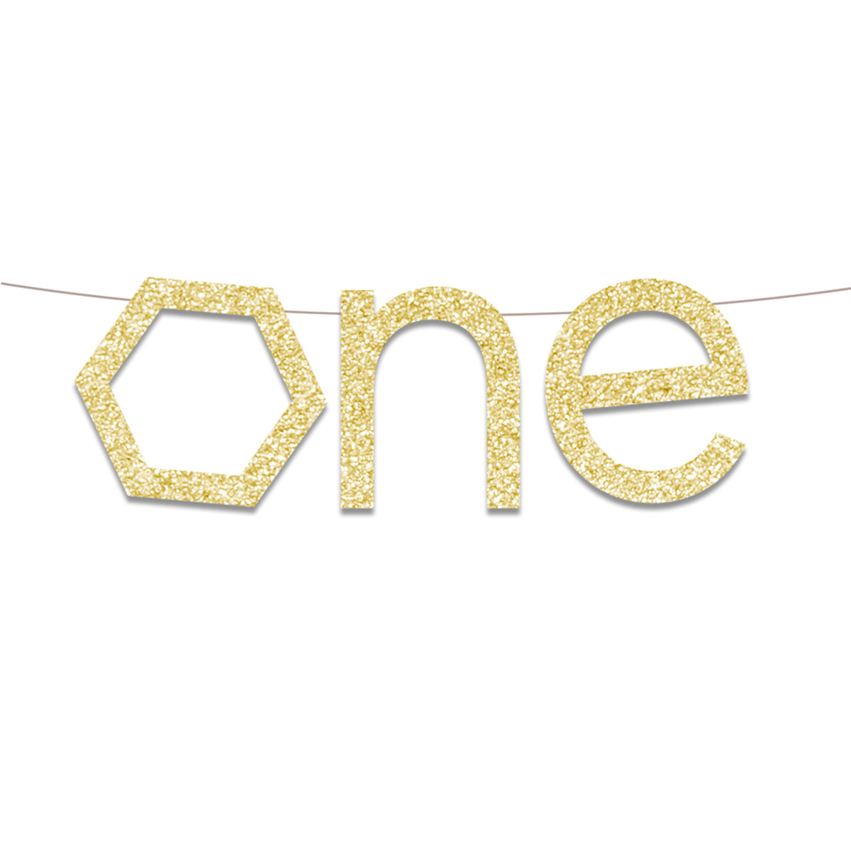 Gold Glitter Hexagon ONE Script Letter Banner - Bees Theme First ...