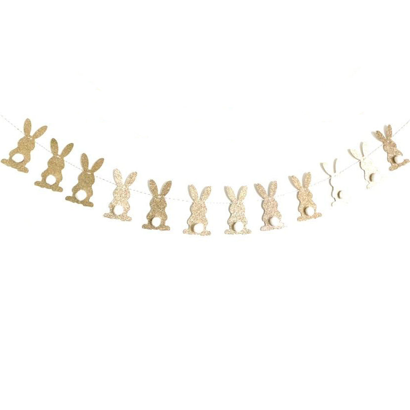 Champagne Gold Glitter Bunny Banner