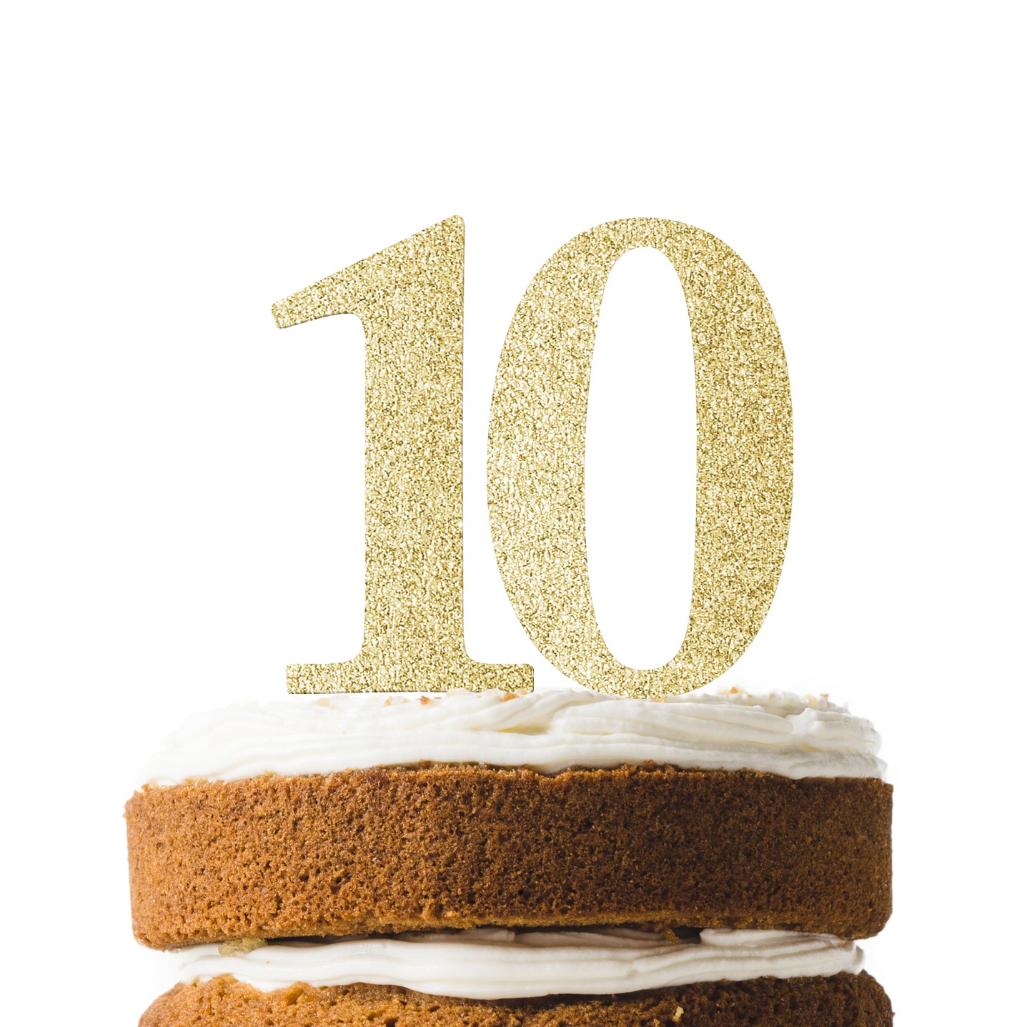 Gold Glitter Number 10 Cake Topper