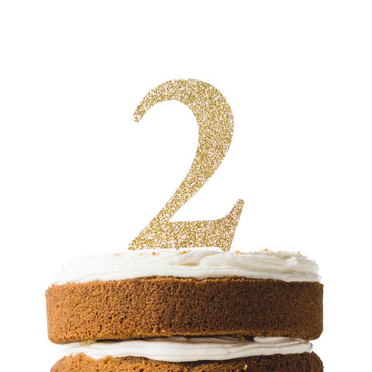 Gold Glitter Number 2 Cake Topper